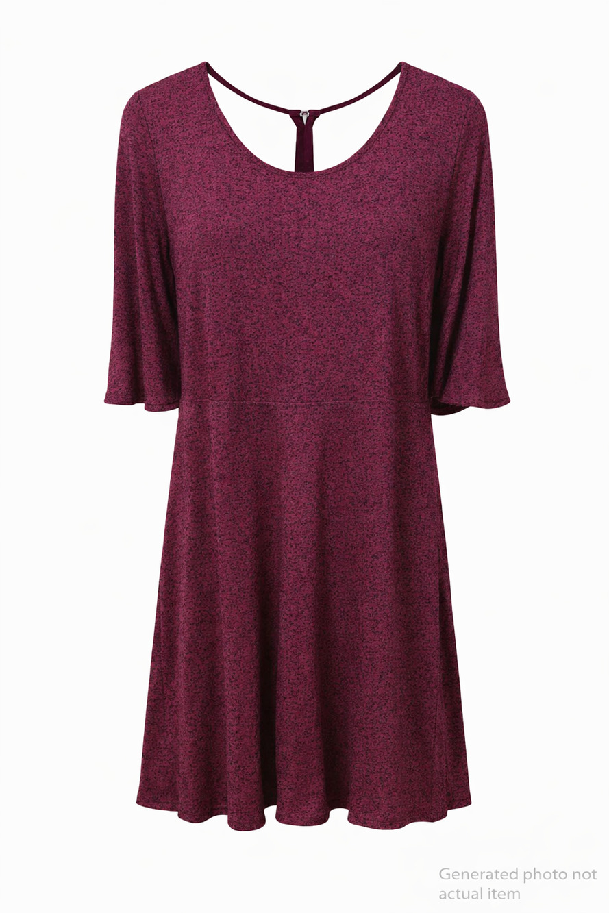 Floral Flutter Sleeve Stretch Knit Midi Cocktail Wedding Guest Dress Size 10